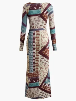 Clearance Boheme Printed Slim Jersey Dress Casual Dresses|Long Dresses