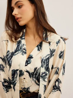 Best Boheme Printed Tie Neck Satin Blouse Blouses & Shirts|Tops
