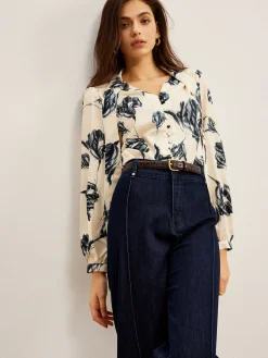 Best Boheme Printed Tie Neck Satin Blouse Blouses & Shirts|Tops