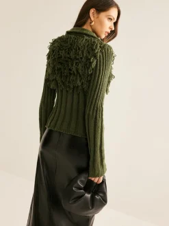 Discount Boheme Raw Hem Zipper Knit Top Knitwear|Tops