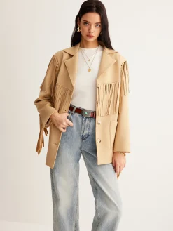 Clearance Boheme Tassel Suede Blazer Outerwear|Blazers