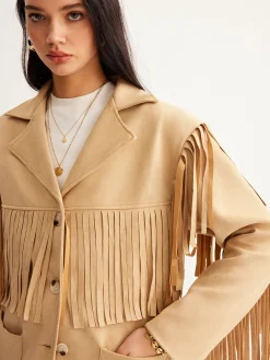 Clearance Boheme Tassel Suede Blazer Outerwear|Blazers