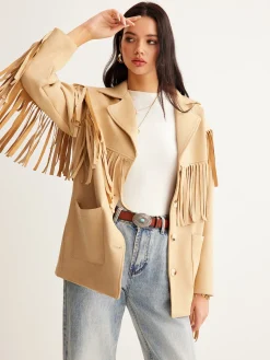Clearance Boheme Tassel Suede Blazer Outerwear|Blazers
