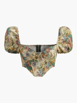 Boheme Zipper Crop Corset Blouse Corset Tops|Crop Tops