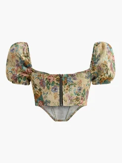 Boheme Zipper Crop Corset Blouse Corset Tops|Crop Tops