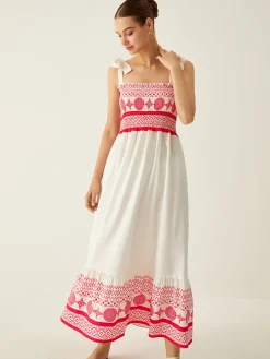 Online Bohemian Print Elastic Long Dress Casual Dresses|Vacation Dresses