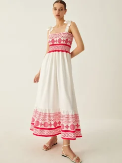 Online Bohemian Print Elastic Long Dress Casual Dresses|Vacation Dresses