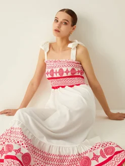 Online Bohemian Print Elastic Long Dress Casual Dresses|Vacation Dresses