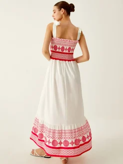Online Bohemian Print Elastic Long Dress Casual Dresses|Vacation Dresses