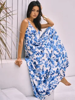 Hot Boho Blooming Floral Print Pocket Cami Long Dress Floral Dresses|Vacation Dresses