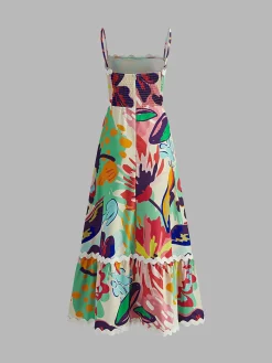 Discount Boho Floral Cami Dress Floral Dresses|Vacation Dresses