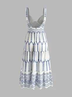 Hot Boho Printed Flowy Tank Long Dress Vacation Dresses|Summer Dresses