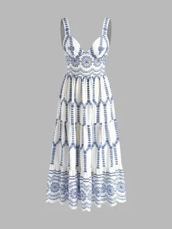 Hot Boho Printed Flowy Tank Long Dress Vacation Dresses|Summer Dresses