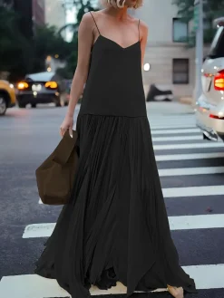 Discount Boho Vacation Long Dress White Dresses|Black Dresses
