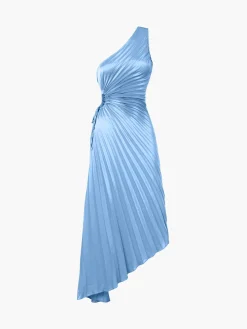 Online Bold In Pleat Satin Cutout Long Dress Casual Dresses|Cocktail & Party Dresses