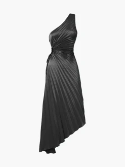 Online Bold In Pleat Satin Cutout Long Dress Casual Dresses|Cocktail & Party Dresses