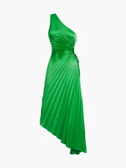 Online Bold In Pleat Satin Cutout Long Dress Casual Dresses|Cocktail & Party Dresses