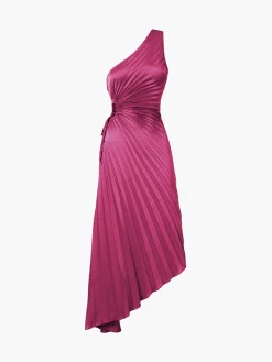 Online Bold In Pleat Satin Cutout Long Dress Casual Dresses|Cocktail & Party Dresses