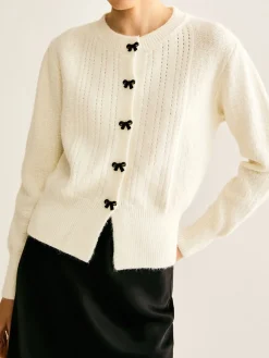 Discount Bow Button Panel Cardigan Cardigans|Sweaters & Cardigans