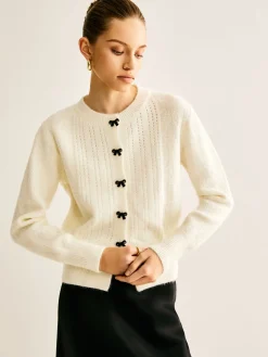 Discount Bow Button Panel Cardigan Cardigans|Sweaters & Cardigans