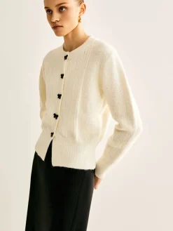 Discount Bow Button Panel Cardigan Cardigans|Sweaters & Cardigans