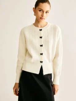 Discount Bow Button Panel Cardigan Cardigans|Sweaters & Cardigans