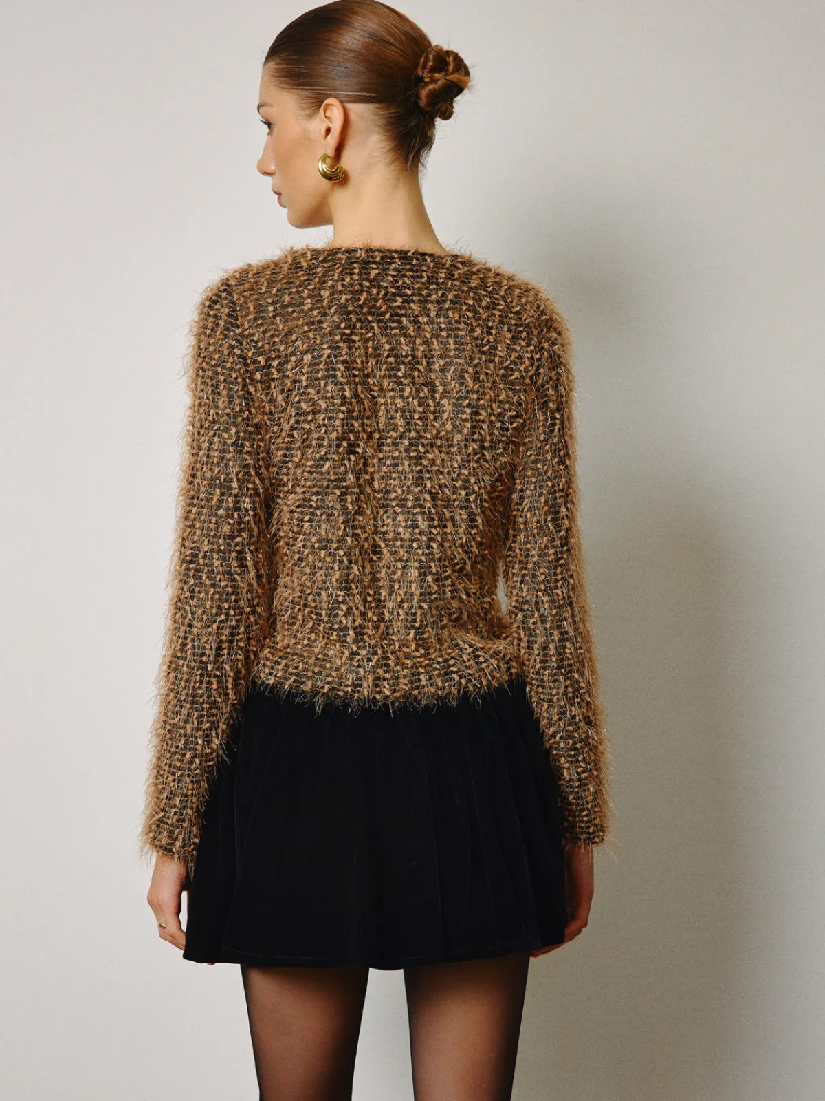 Clearance Bow Decor Purl Short Blouse Tops