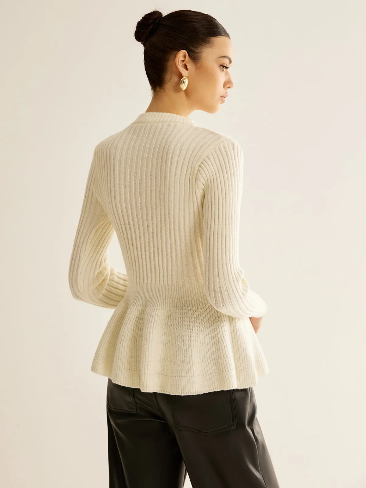 Outlet Bow Decor Ruffle Knit Top Sweater Tops|Sweaters & Cardigans
