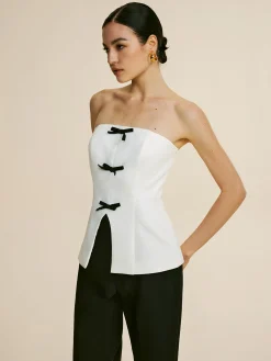 Outlet Bow Decor Split Tube Top Tank Tops & Camis|Tops