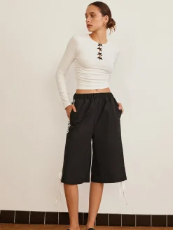 Bow Detail Plain T-Shirt T-shirts|Tops