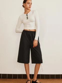 Bow Detail Plain T-Shirt T-shirts|Tops