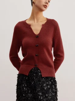Discount Bow Detail Split Pullover Sweater Sweater Tops|Sweaters & Cardigans