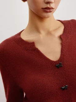 Hot Bow Detail Split Pullover Sweater Sweater Tops|Sweaters & Cardigans