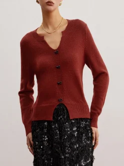 Hot Bow Detail Split Pullover Sweater Sweater Tops|Sweaters & Cardigans