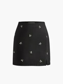 Discount Bow Detail Zipper A Line Skirt Skirts|Bottoms