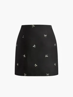 Discount Bow Detail Zipper A Line Skirt Skirts|Bottoms