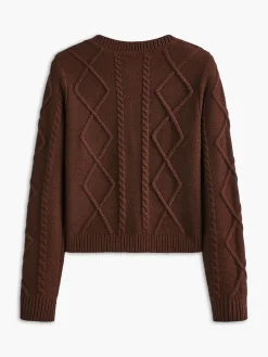 Outlet Bow Front Cable Knit Top Sweater Tops|Sweaters & Cardigans