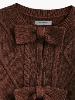 Outlet Bow Front Cable Knit Top Sweater Tops|Sweaters & Cardigans