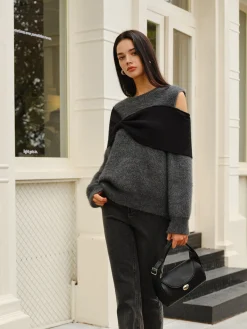 Online Bow Front Cutout Shift Sweater Sweater Tops|Sweaters & Cardigans