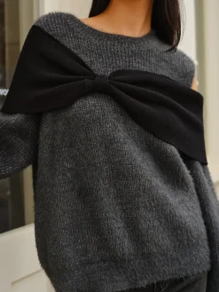 Online Bow Front Cutout Shift Sweater Sweater Tops|Sweaters & Cardigans
