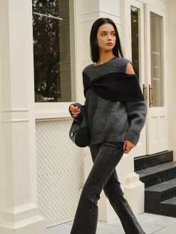 Online Bow Front Cutout Shift Sweater Sweater Tops|Sweaters & Cardigans