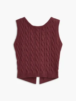Clearance Bow Front Cutout Sweater Vest Vests|Knitwear