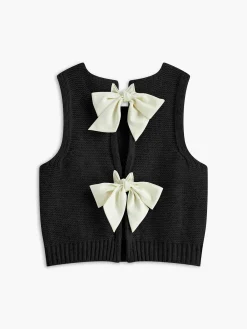 Clearance Bow Front Sweater Vest Sweater Vests|Sweaters & Cardigans