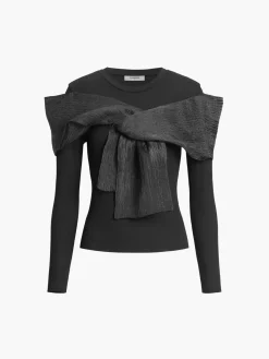 Clearance Bow Knot Long Sleeve Top T-shirts|Tops