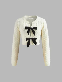Best Bow Knotted Cozy Crop Knit Top Sweater Tops|Sweaters & Cardigans