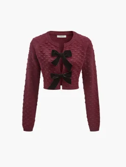 Best Bow Knotted Cozy Crop Knit Top Sweater Tops|Sweaters & Cardigans