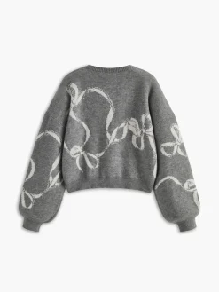 Best Bow Printed Loose Pullover Sweater Sweater Tops|Sweaters & Cardigans