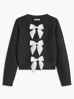 Outlet Bow Ribbed Warm Sweater Sweater Tops|Sweaters & Cardigans