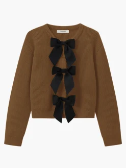 Outlet Bow Ribbed Warm Sweater Sweater Tops|Sweaters & Cardigans