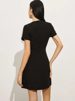 Clearance Bow Side Split Short Dress Black Dresses|Work Dresses
